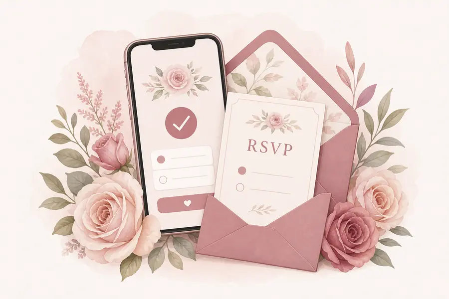Wedding website RSVP on a phone