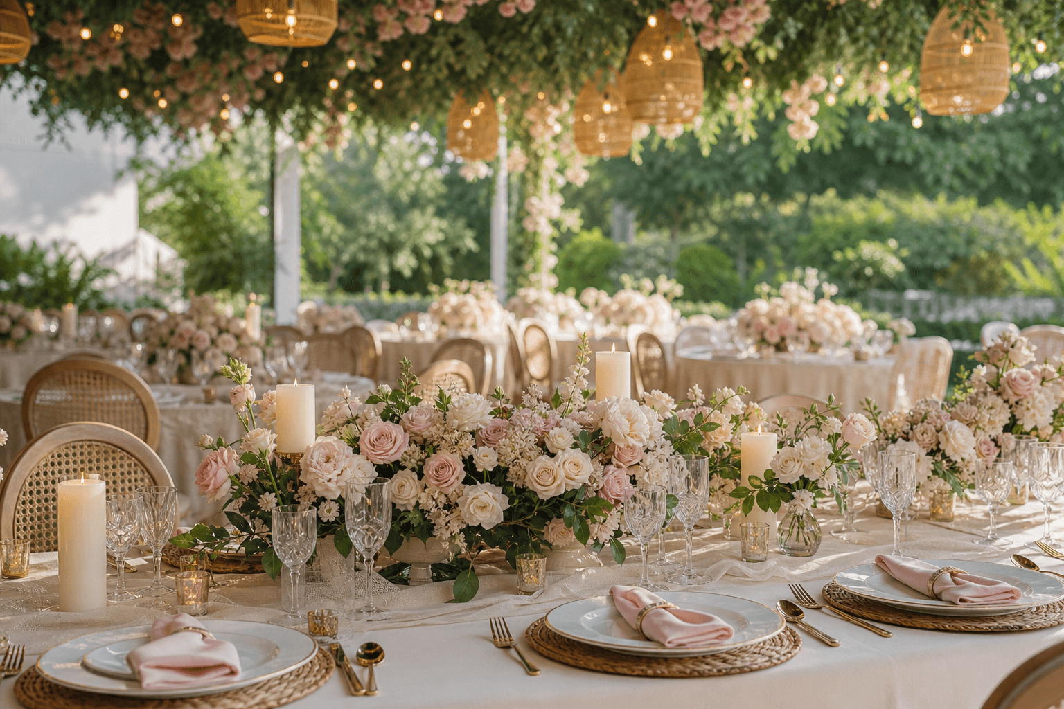 Styled garden wedding table