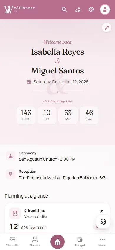 Your wedding, all in one place on mobile