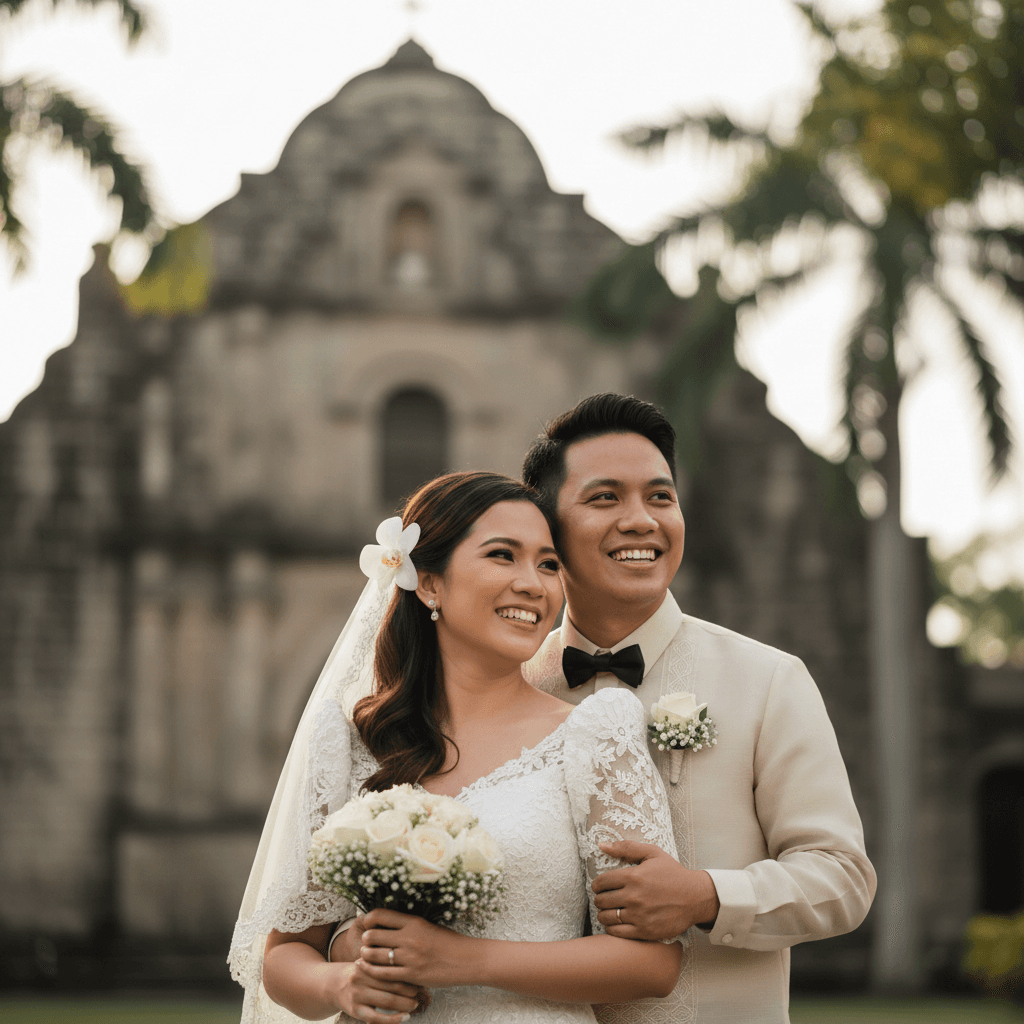 Close up Filipino Newly Wed Couple Ring