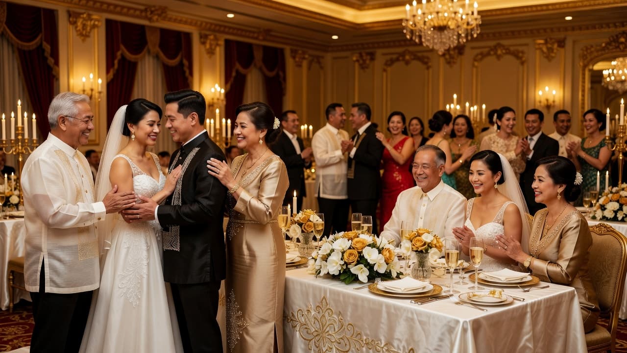 Filipino wedding traditions: ninong and ninang principal sponsors supporting the couple during the ceremony and reception